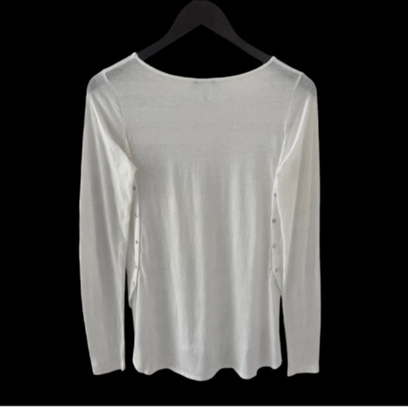 Theory White Side Snap Long Sleeve Tee Size Small - Picture 6 of 9